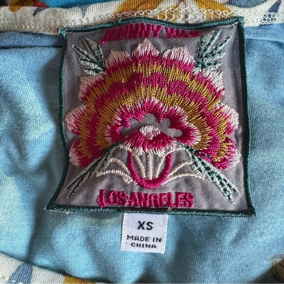 Johnny Was Blue Floral Dress Sleeveless Midi Sheath Boho Chic XS - Picture 6 of 8